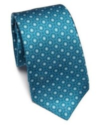 Темно-бирюзовый галстук с цветочным принтом
