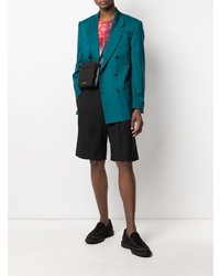 Мужской темно-бирюзовый двубортный пиджак от Paura