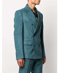Мужской темно-бирюзовый двубортный пиджак от Amiri