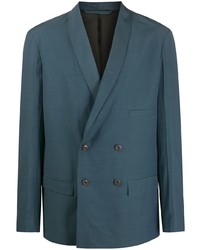 Мужской темно-бирюзовый двубортный пиджак от Lemaire