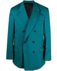 Мужской темно-бирюзовый двубортный пиджак от Paura