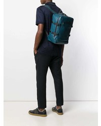 Мужской темно-бирюзовый кожаный рюкзак от Bottega Veneta