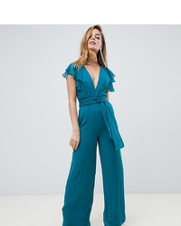 Темно-бирюзовый комбинезон с рюшами от Asos Petite