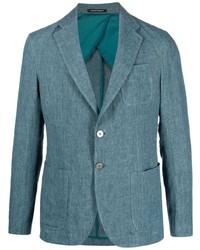 Мужской темно-бирюзовый льняной пиджак от Emporio Armani