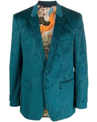 Мужской темно-бирюзовый пиджак с принтом от Etro