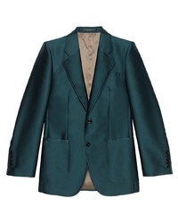 Мужской темно-бирюзовый сатиновый пиджак от Gucci