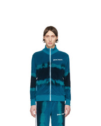 Темно-бирюзовый свитер на молнии с принтом тай-дай