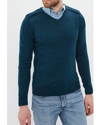 Мужской темно-бирюзовый свитер с v-образным вырезом от Kensington Eastside