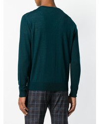 Мужской темно-бирюзовый свитер с v-образным вырезом от Canali
