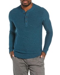 Темно-бирюзовый свитер с горловиной на пуговицах