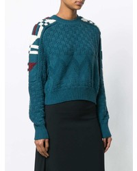 Женский темно-бирюзовый свитер с круглым вырезом с принтом от Isabel Marant