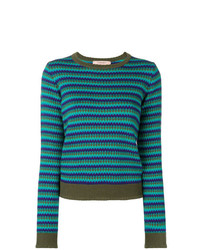 Женский темно-бирюзовый свитер с круглым вырезом с принтом от Twin-Set