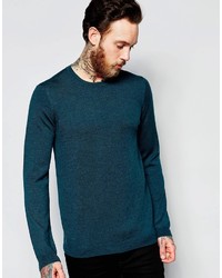 Мужской темно-бирюзовый свитер с круглым вырезом от Asos