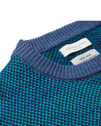 Мужской темно-бирюзовый свитер с круглым вырезом от Richard James