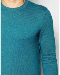 Мужской темно-бирюзовый свитер с круглым вырезом от Asos