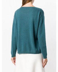 Женский темно-бирюзовый свитер с круглым вырезом от Aspesi