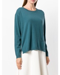 Женский темно-бирюзовый свитер с круглым вырезом от Aspesi