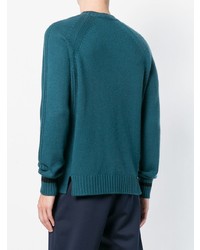 Мужской темно-бирюзовый свитер с круглым вырезом от Prada