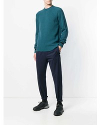 Мужской темно-бирюзовый свитер с круглым вырезом от Prada