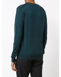 Мужской темно-бирюзовый свитер с круглым вырезом от Lanvin