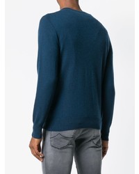 Мужской темно-бирюзовый свитер с круглым вырезом от Aspesi