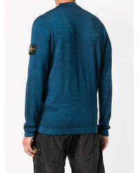 Мужской темно-бирюзовый свитер с круглым вырезом от Stone Island