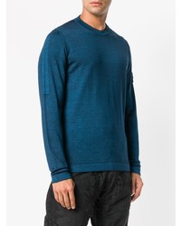 Мужской темно-бирюзовый свитер с круглым вырезом от Stone Island