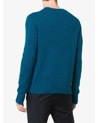 Мужской темно-бирюзовый свитер с круглым вырезом от Prada