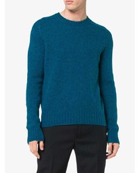 Мужской темно-бирюзовый свитер с круглым вырезом от Prada