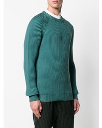 Мужской темно-бирюзовый свитер с круглым вырезом от Roberto Collina