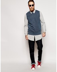 Мужской темно-бирюзовый свитер с круглым вырезом от YMC