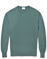 Мужской темно-бирюзовый свитер с круглым вырезом