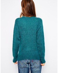 Темно-бирюзовый свободный свитер от YMC