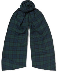 Мужской темно-бирюзовый хлопковый шарф в клетку от Engineered Garments