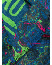 Мужской темно-бирюзовый шарф с принтом от Etro