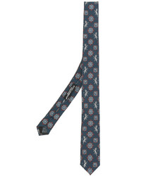 Мужской темно-бирюзовый шелковый галстук с принтом от Dolce & Gabbana