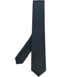 Мужской темно-бирюзовый шелковый галстук с принтом от Kiton