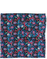 Мужской темно-бирюзовый шелковый шарф с "огурцами" от Kiton