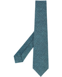Мужской темно-бирюзовый шерстяной галстук от Kiton