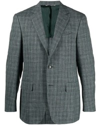 Мужской темно-бирюзовый шерстяной пиджак в шотландскую клетку от Canali