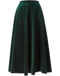 Темно-зеленая бархатная длинная юбка от MM6 MAISON MARGIELA