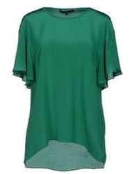 Темно-зеленая блуза с коротким рукавом