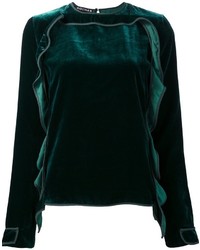 Темно-зеленая блузка с рюшами от Rochas