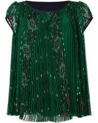 Темно-зеленая блузка со складками от Sacai