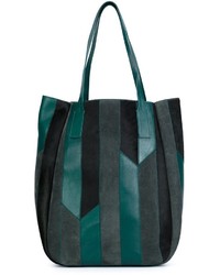 Темно-зеленая большая сумка в стиле пэчворк
