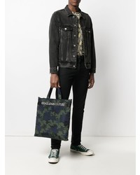 Мужская темно-зеленая большая сумка из плотной ткани с камуфляжным принтом от VERSACE JEANS COUTURE