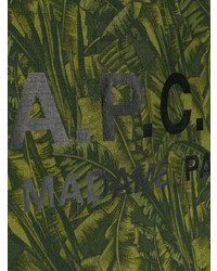 Мужская темно-зеленая большая сумка из плотной ткани с принтом от A.P.C.