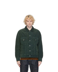 Темно-зеленая вельветовая куртка-рубашка