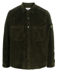 Мужская темно-зеленая вельветовая куртка-рубашка от Stone Island