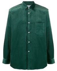 Мужская темно-зеленая вельветовая рубашка с длинным рукавом от Comme Des Garcons SHIRT